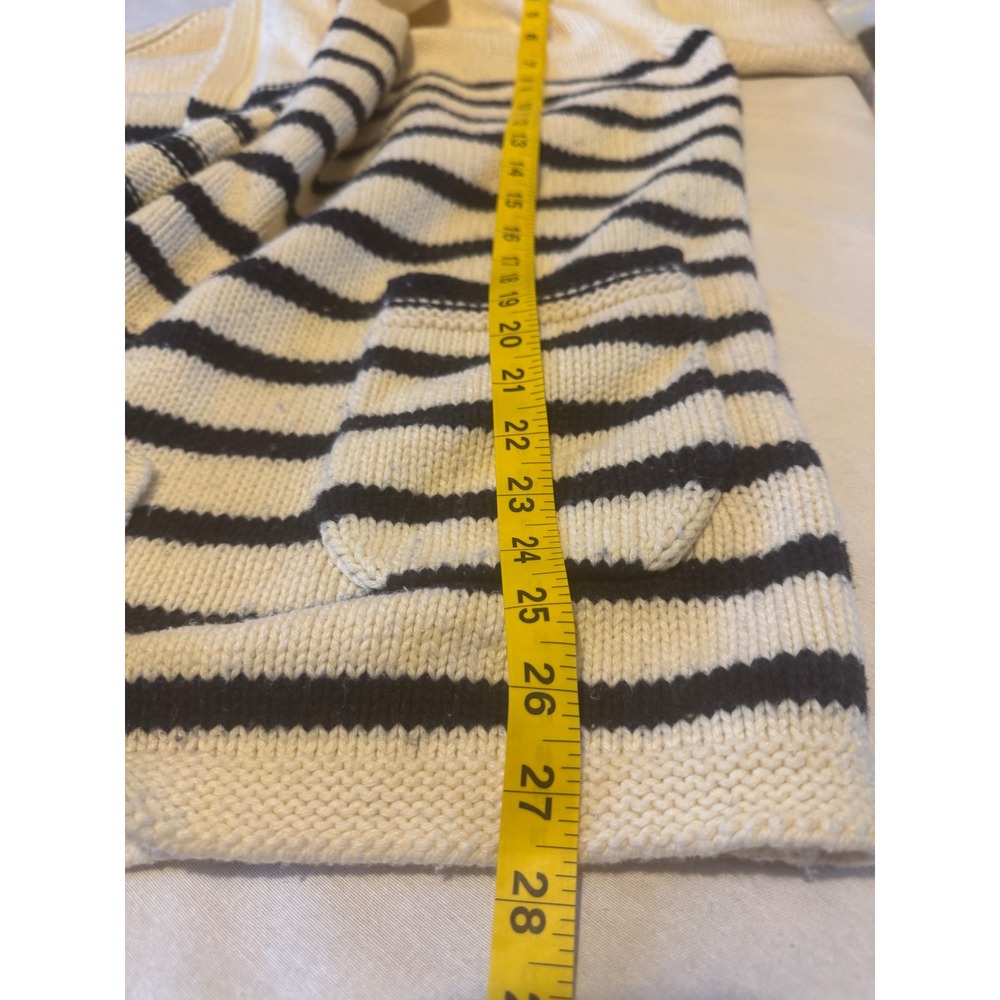 J. Crew W SML Stripe Shawl Collar Cardigan Sweater Cream Navy Cotton wool Blend - Picture 6 of 9